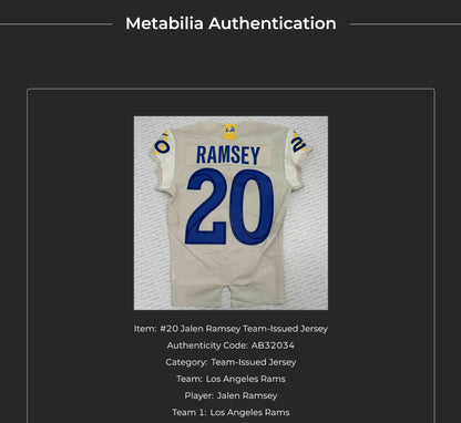 Jalen Ramsey TEAM-ISSUED💪Los Angeles Rams🐏NFL On-Field Jersey👕Inc. COA📄