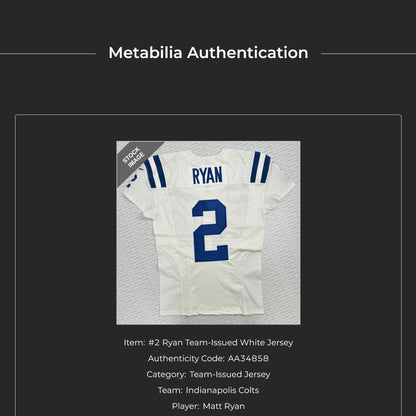 Matt Ryan TEAM ISSUED 💪 Indianapolis Colts 🐎 Nike NFL Jersey 👕Also  Includes COA 🛡️ and Captain's Patch