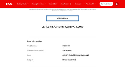 Micah Parsons TEAM ISSUED 💪 Pro Bowl Games Dallas Cowboys Authentic Nike NFL Jersey Inc. COA 📄