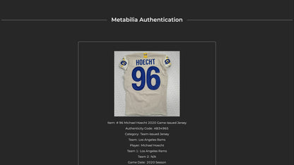 Michael Hoecht TEAM ISSUED Los Angeles Rams Nike On-Field NFL Jersey Inc. COA 🛡