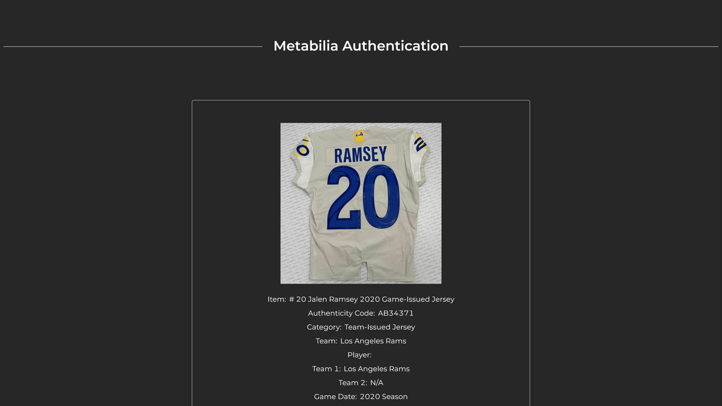 Jalen Ramsey TEAM ISSUED Los Angeles Rams Nike NFL On-Field Jersey 👕 Inc. COA 📄
