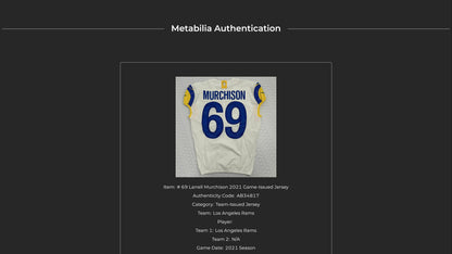 Larrell Murchison TEAM ISSUED Los Angeles Rams Nike NFL On-Field Jersey Inc. COA 📄