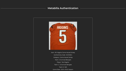 Tee Higgins GAME ISSUED 💪 Cincinnati Bengals 🐅 24-25 Season Nike NFL Jersey 👕 Inc. COA 📄
