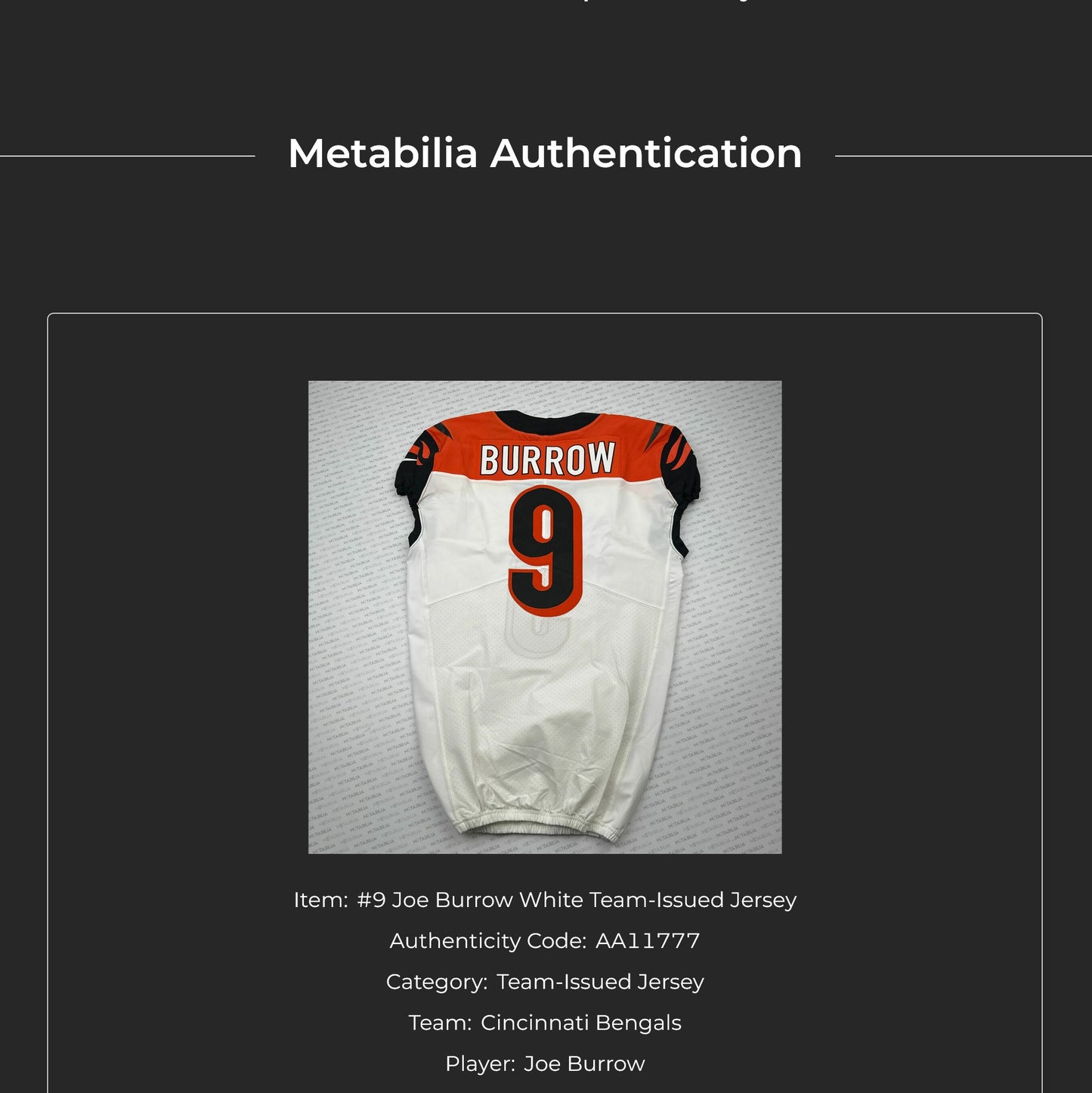 Joe Burrow GAME ISSUED 💪 Cincinnati Bengals 🐅 On-Field Nike NFL Jersey 👕 Inc. COA 📄