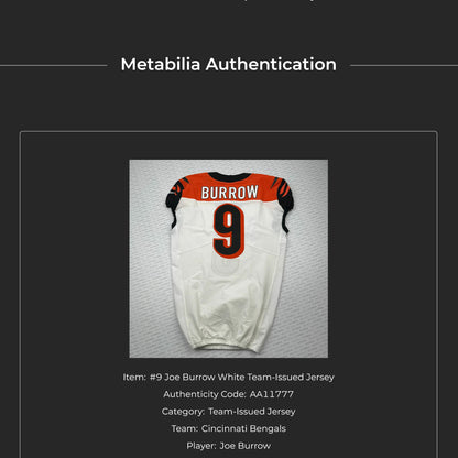Joe Burrow GAME ISSUED 💪 Cincinnati Bengals 🐅 On-Field Nike NFL Jersey 👕 Inc. COA 📄