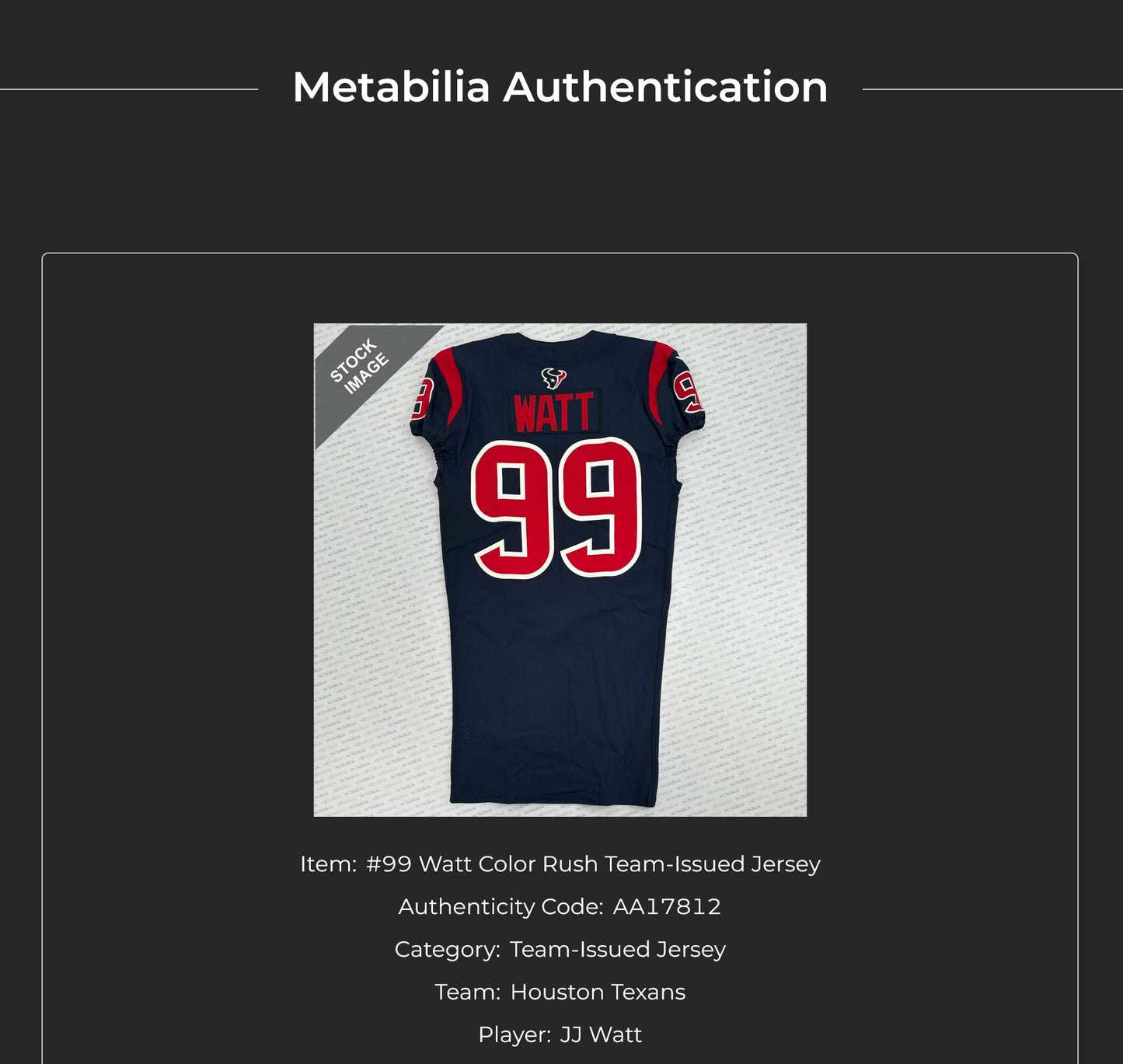 J.J. Watt TEAM ISSUED 🔥 Color Rush Houston Texans 🐂 Nike NFL Jersey 👕 inc COA 🛡️
