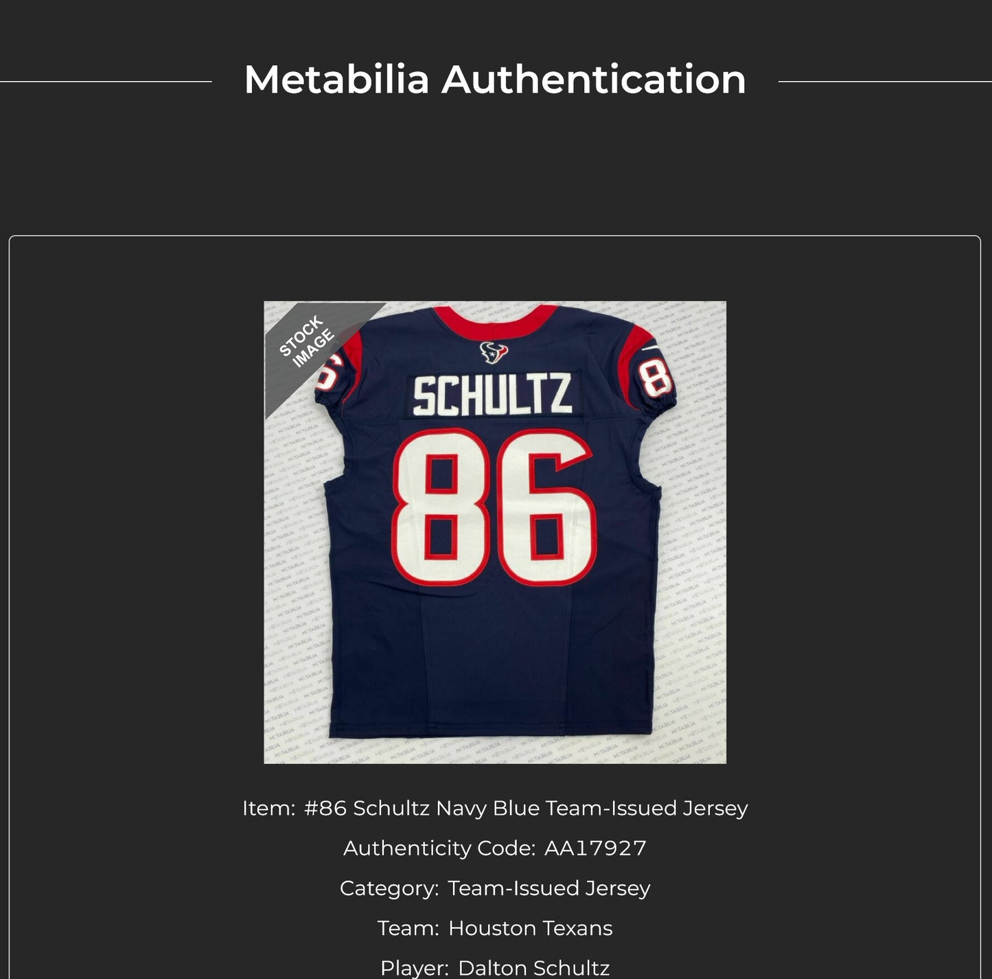 Dalton Schultz SIGNED ✍️ Game-Issued Houston Texans 🐂 Nike NFL Jersey inc COA ⭐