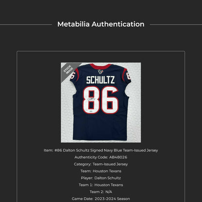 Dalton Schultz SIGNED ✍️ Game-Issued Houston Texans 🐂 Nike NFL Jersey inc COA ⭐