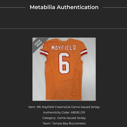 Baker Mayfield GAME ISSUED Tampa Bay Buccaneers On-Field Nike NFL Creamsicle Jersey Including COA