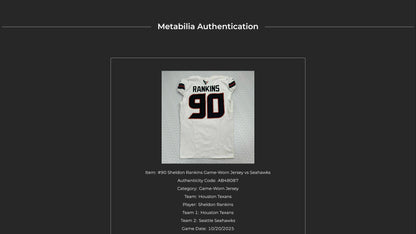Sheldon Rankins GAME WORN 🔥10/20/25 Houston Texans Nike NFL Jersey 👕 vs Seattle Seahawks Inc. COA