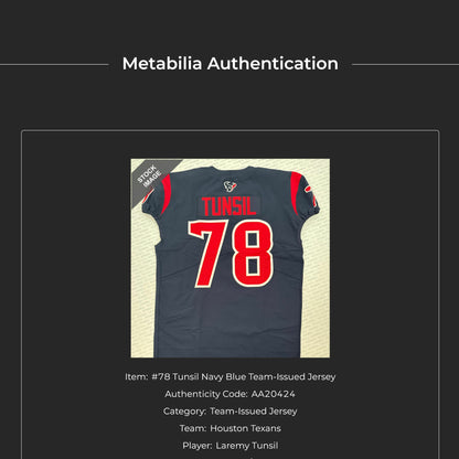 Laremy Tunsil Team Issued 💪 Color Rush Houston Texans Nike NFL Jersey 👕 Inc. COA 📄