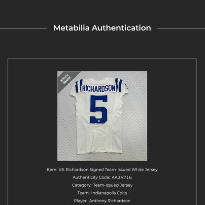 Anthony Richardson HAND SIGNED ✍️TEAM ISSUED 💪 Indianapolis Colts Nike NFL Jersey 👕 Inc. Certificate of Authenticity 📄