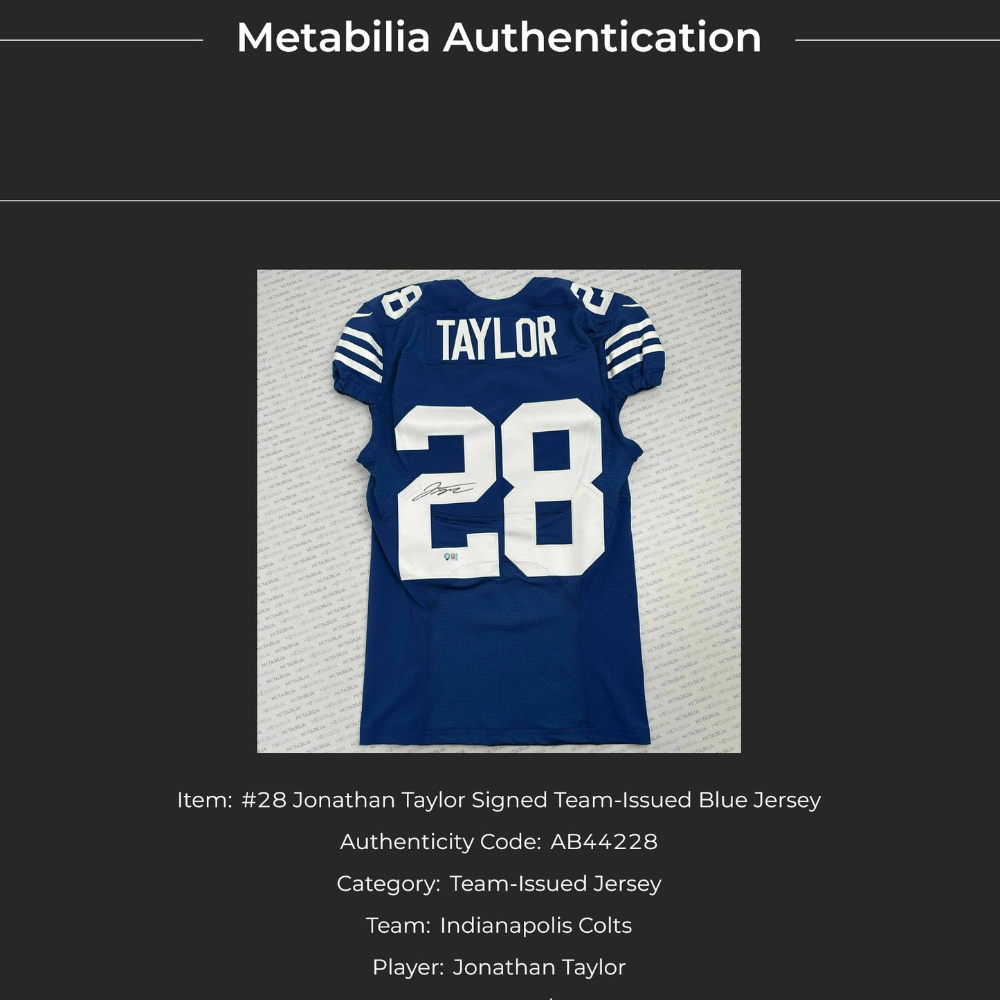 Jonathan Taylor SIGNED TEAM ISSUED Indianapolis Colts Nike NFL Jersey 👕 Inc. COA