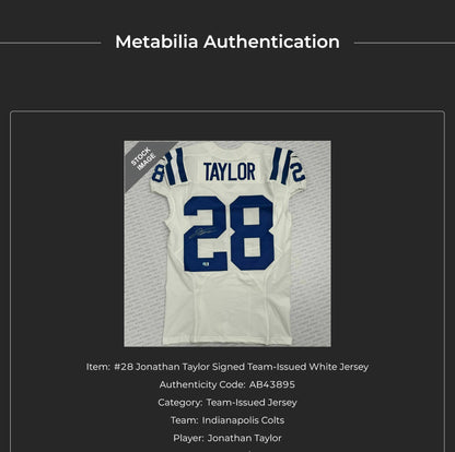 Jonathan Taylor SIGNED TEAM ISSUED 💪 Indianapolis Colts Nike NFL Jersey 👕 Inc COA and Captain's Patch