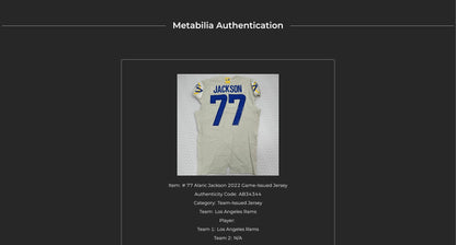 Alaric Jackson GAME ISSUED Los Angeles Rams Nike NFL On-Field Jersey 👕 Inc. COA 🔥