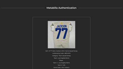 Alaric Jackson GAME ISSUED Los Angeles Rams Nike NFL On Field Jersey Inc. Certificate of Authenticity 📏