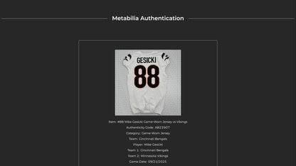 Mike Gesicki GAME WORN 09/21/25 💪 Cincinnati Bengals 🐅 NFL Jersey vs Minnesota Vikings Also Includes Certificate of Authenticity
