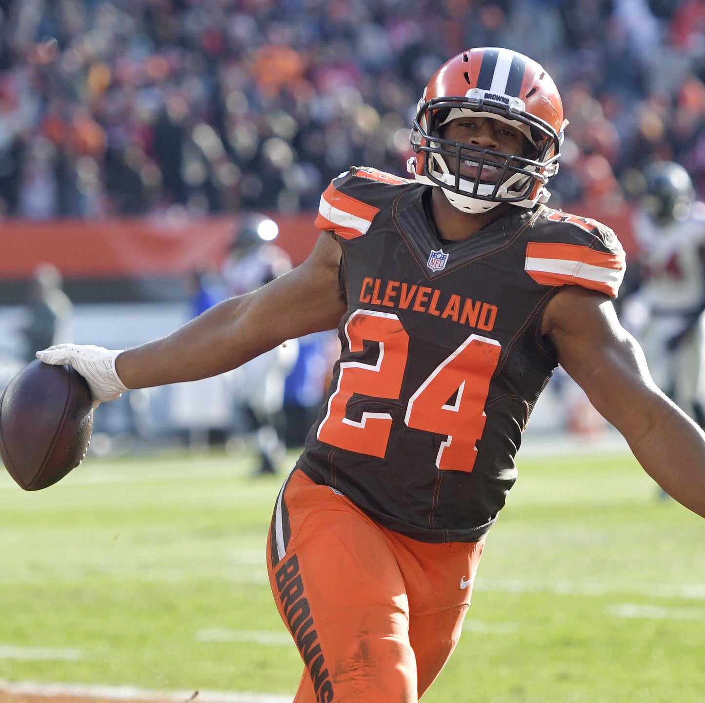 Nick Chubb Signed Cleveland Browns Wilson Duke Football inc"Dawg Pound" Inscription Limited Edition of 6