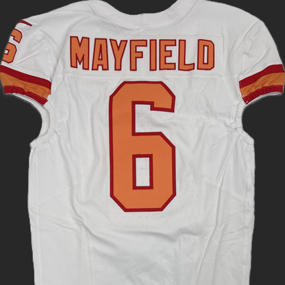 Baker Mayfield GAME-ISSUED🔥Tampa Bay Buccaneers Nike NFL Iconic 1976 Jersey 👕 Also includes Certificate of Authenticity + 50 Seasons Patch 🛡️