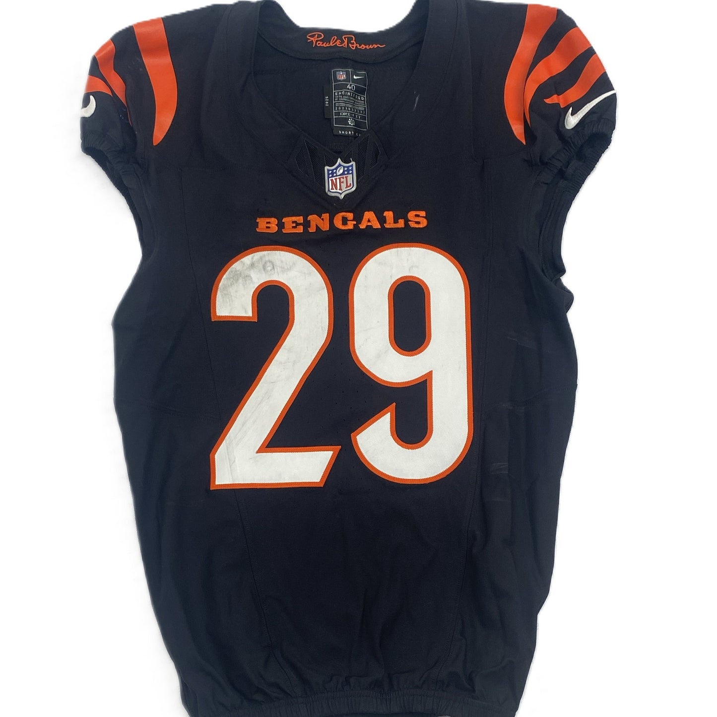 Cam Taylor-Britt GAME WORN 💪 10/05/25 Cincinnati Bengals Nike NFL Jersey vs.Lions inc. COA 🛡️
