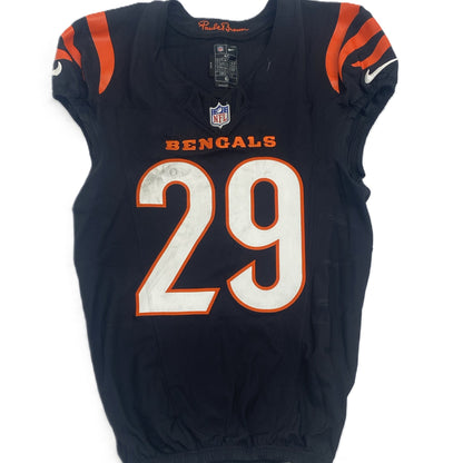 Cam Taylor-Britt GAME WORN 💪 10/05/25 Cincinnati Bengals Nike NFL Jersey vs.Lions inc. COA 🛡️