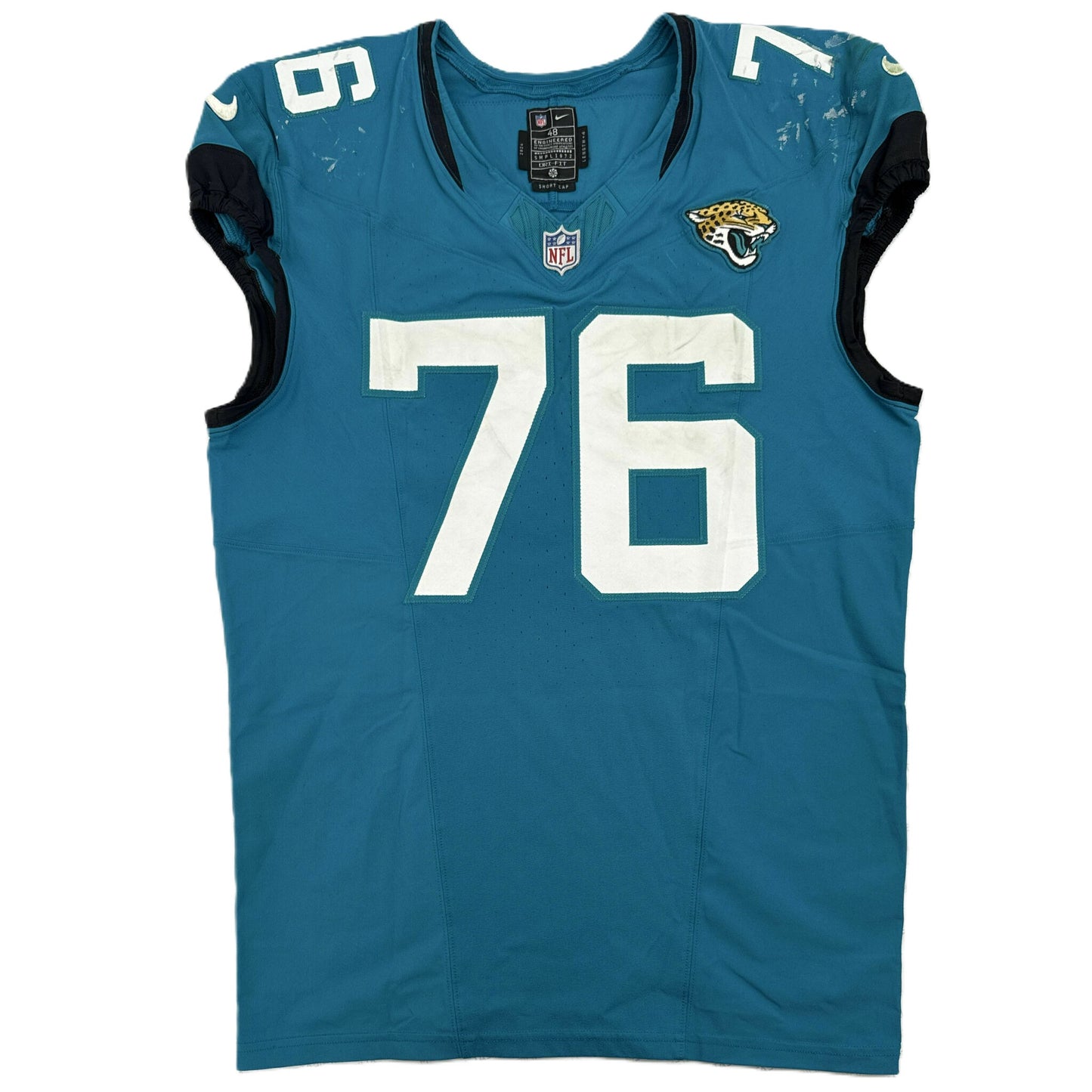 Ezra Cleveland GAME WORN 09-28-25 Jacksonville Jaguars Nike NFL Jersey vs. San Francisco 49ers Also includes COA 🛡️