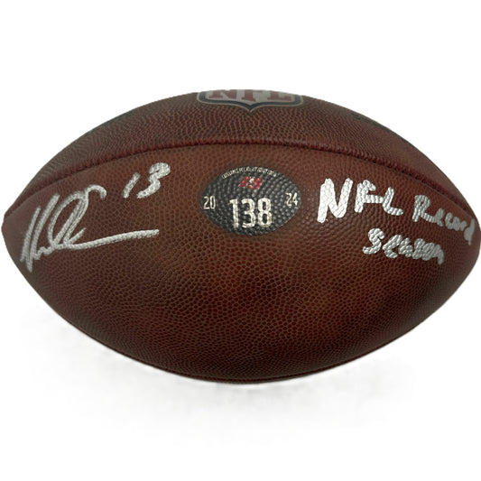 Mike Evans GAME USED Signed + Inscribed "NFL Record Season" Wilson Duke Ball Tampa Bay Buccaneers 24-25 Season Inc. Proof of Authenticity 🛡️