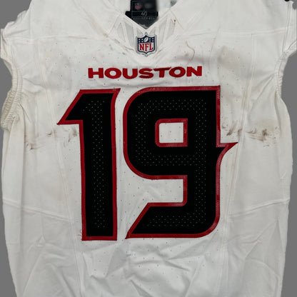 Xavier Hutchinson GAME WORN 💪 10/13/24 Houston Texans 🐂 NFL Jersey 👕 Victory over the New England Patriots inc. Metabilia COA 🛡️