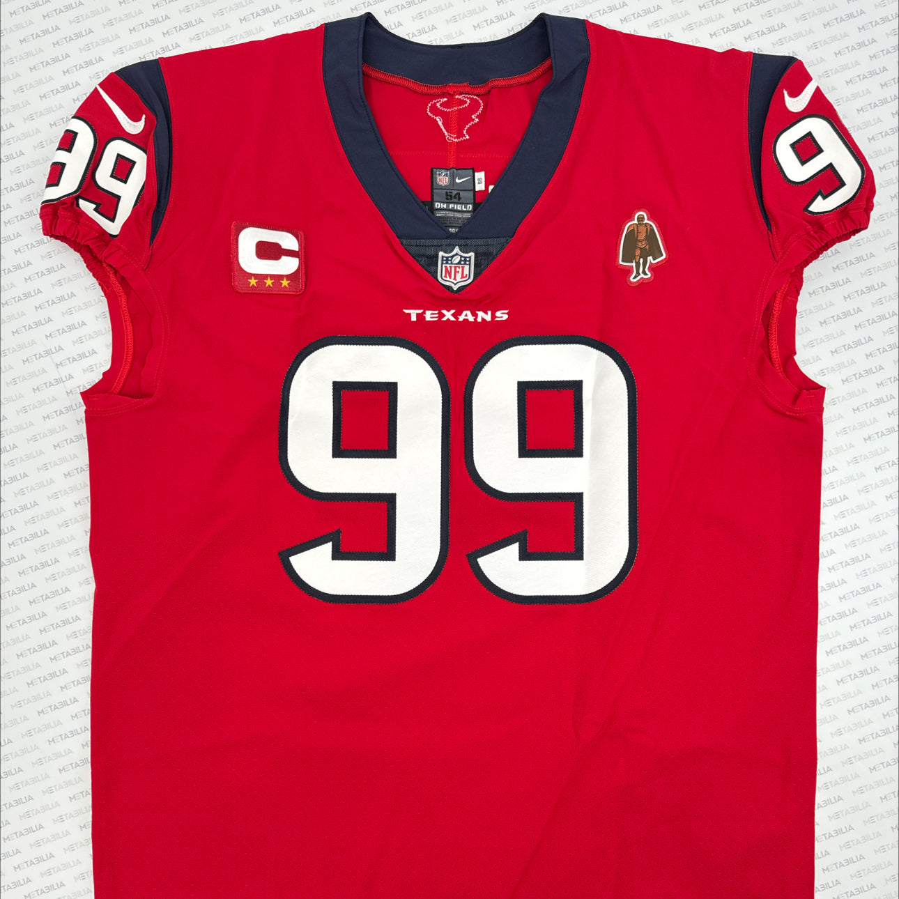 J.J. Watt 💯 TEAM ISSUED 💪 Houston Texans On-Field Nike NFL Jersey 👕 Includes Walter Payton NFL Man of the Year & Captain Patches