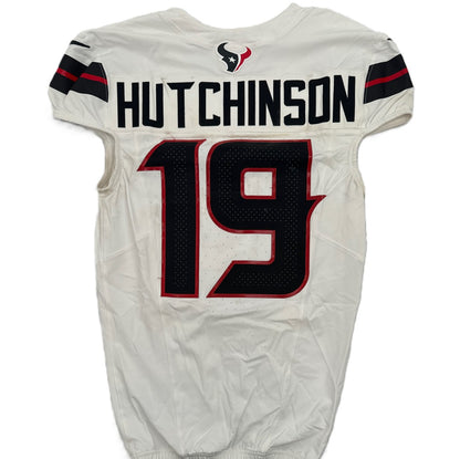 Xavier Hutchinson GAME WORN 💪 10/13/24 Houston Texans 🐂 NFL Jersey 👕 Victory over the New England Patriots inc. Metabilia COA 🛡️