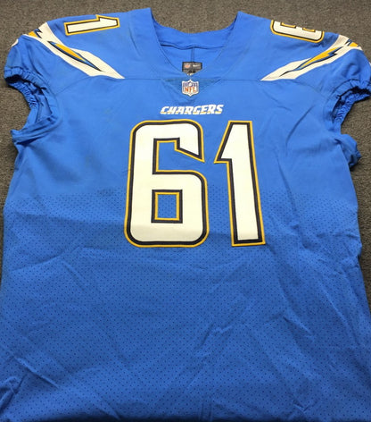 Scott Quessenberry GAME-USED💪10/21/2018 Los Angeles Chargers⚡NFL Nike Jersey vs. Tennessee Titans in London