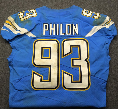 Darius Philon GAME-USED 10/21/18 Los Angeles Chargers⚡NFL Jersey London Games vs Titans