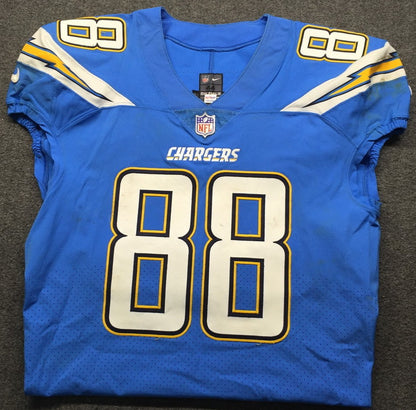 Virgil Green GAME-WORN💪10/21/18 PHOTO MATCHED📸Los Angeles Chargers NFL Jersey🎽vs. Titans London Game inc. PSA COA