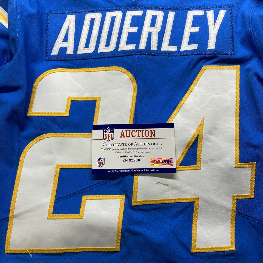 Nasir Adderley GAME-WORN🦾11/20/22 PHOTO MATCHED📸Los Angeles Chargers NFL Jersey 👕PSA🏆vs. Kansas City Chiefs