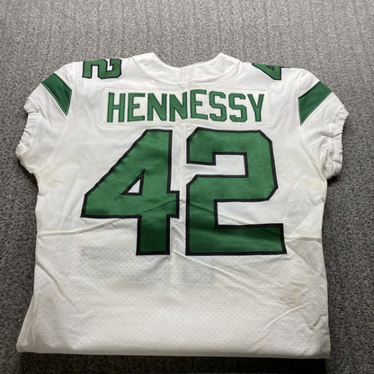Thomas Hennessy GAME WORN 💪 10/24/21 PHOTO MATCHED 📸 New York Jets Nike NFL Jersey 👕vs. New England Patriots Includes PSA Authenticity🛡️