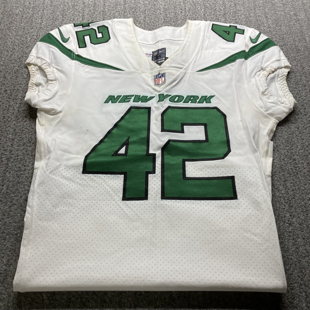 Thomas Hennessy GAME WORN 💪 10/24/21 PHOTO MATCHED 📸 New York Jets Nike NFL Jersey 👕vs. New England Patriots Includes PSA Authenticity🛡️