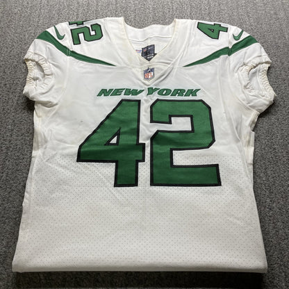 Thomas Hennessy GAME WORN 💪 10/24/21 PHOTO MATCHED 📸 New York Jets Nike NFL Jersey 👕vs. New England Patriots Includes PSA Authenticity🛡️