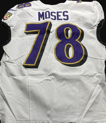 Morgan Moses GAME-WORN💪10/15/23 Baltimore Ravens💜Nike NFL Jersey vs.Titans🌍vs. Titans (London Game)