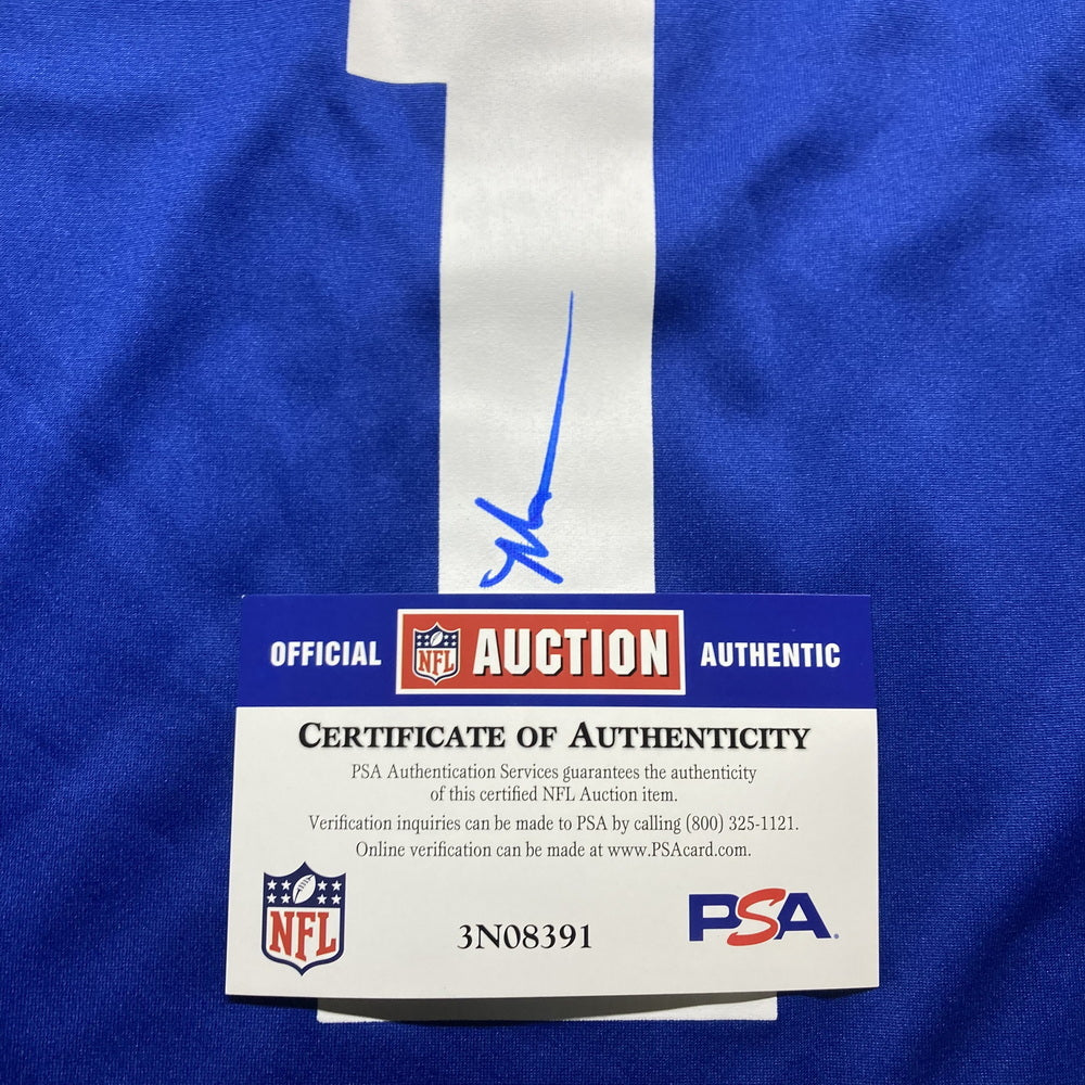 Malik Nabers Signed 🖊️ New York Giants Replica NFL Draft Jersey 👕 Also includes PSA Authenticity 🛡️