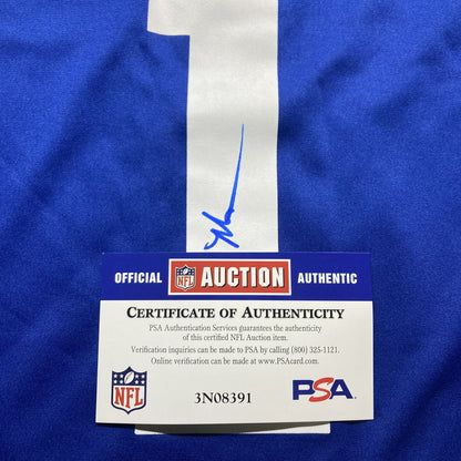Malik Nabers Signed 🖊️ New York Giants Replica NFL Draft Jersey 👕 Also includes PSA Authenticity 🛡️