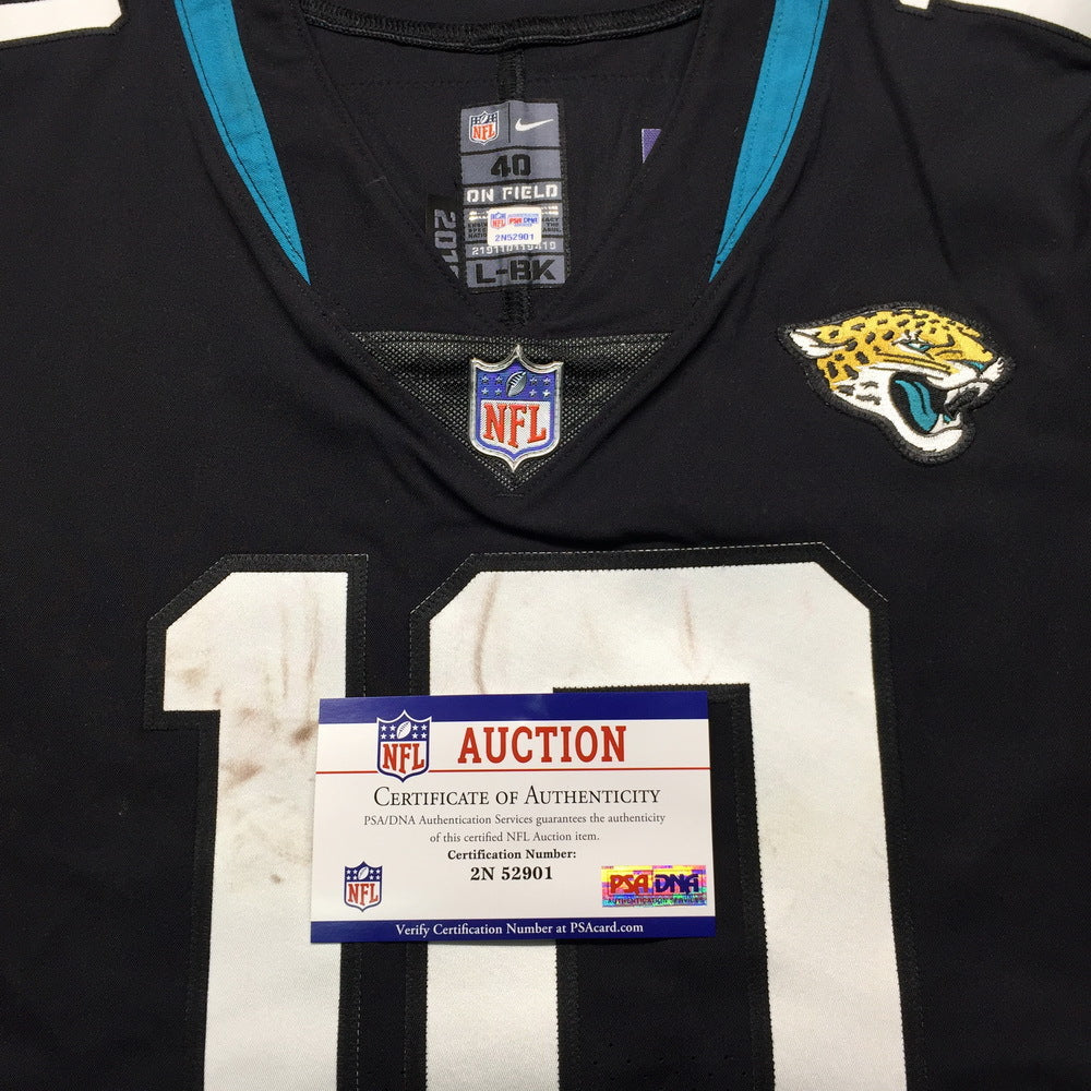 Donte Moncrief GAME USED 💪 10/28/18 PHOTO MATCHED 📸 Jacksonville Jaguars 🐆 Nike NFL Jersey 👕 PSA Certified 🛡️ vs. Philadelphia Eagles London Game at Wembley Stadium