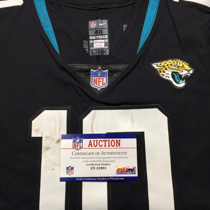 Donte Moncrief GAME USED 💪 10/28/18 PHOTO MATCHED 📸 Jacksonville Jaguars 🐆 Nike NFL Jersey 👕 PSA Certified 🛡️ vs. Philadelphia Eagles London Game at Wembley Stadium