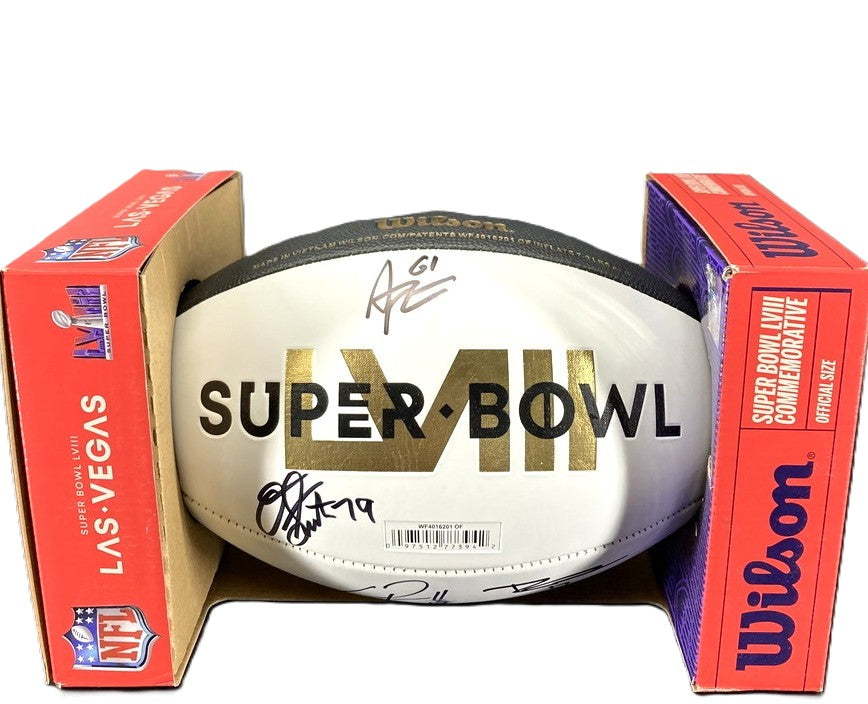Kansas City Chiefs - Super Bowl 58 Commemorative Ball Signed✍️by 5 NFL Players💯Donovan Smith, Cornell Powell, Austin Reiter, Richie James