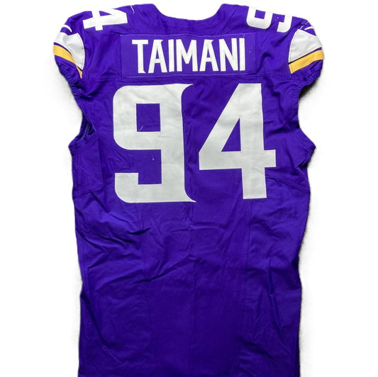 Taki Taimani GAME USED 💪 10/06/24 Minnesota Vikings Nike NFL Jersey 👕 vs. New York Jets London Game ✅ Inc. PSA Authenticity 🛡️