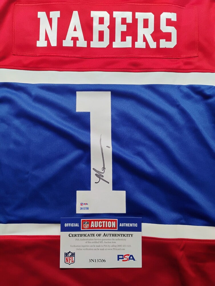 Malik Nabers Signed 🖊️ New York Giants Throwback Replica Nike NFL Jersey 👕 Also includes PSA Authenticity 🛡️