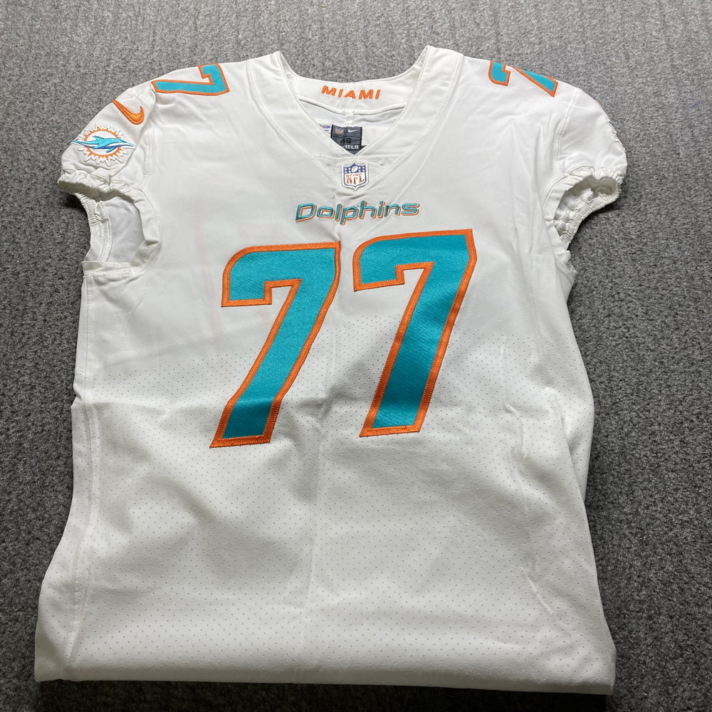 Jesse Davis GAME WORN 💪 10/17/21 PHOTO MATCHED 📸 Miami Dolphins 🐬 Nike On-Field NFL Jersey🎽 inc. PSA Authenticity 🛡️ vs Jacksonville Jaguars