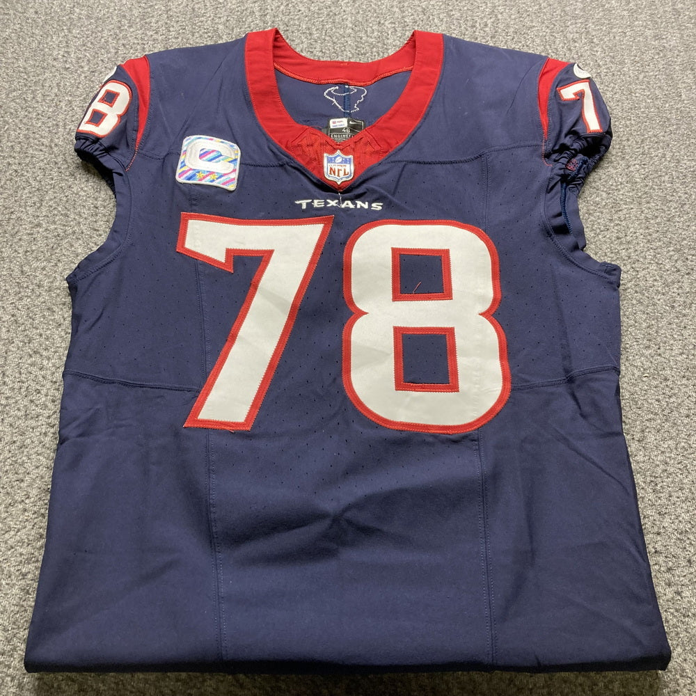 Laremy Tunsil GAME WORN 💪 10/15/2023 PHOTO MATCHED 📸 Houston Texans Nike NFL Jersey🎽 vs. New Orleans Saints (Crucial Catch Game)