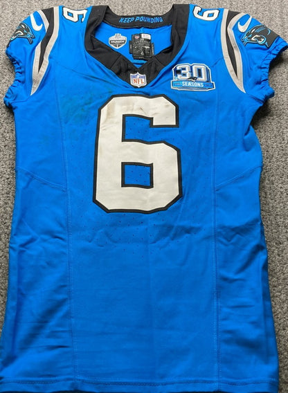 Miles Sanders GAME USED💪11/10/2024 Carolina Panthers🐆🐾Nike NFL Jersey🎽NFL Munich Game vs. New York Giants