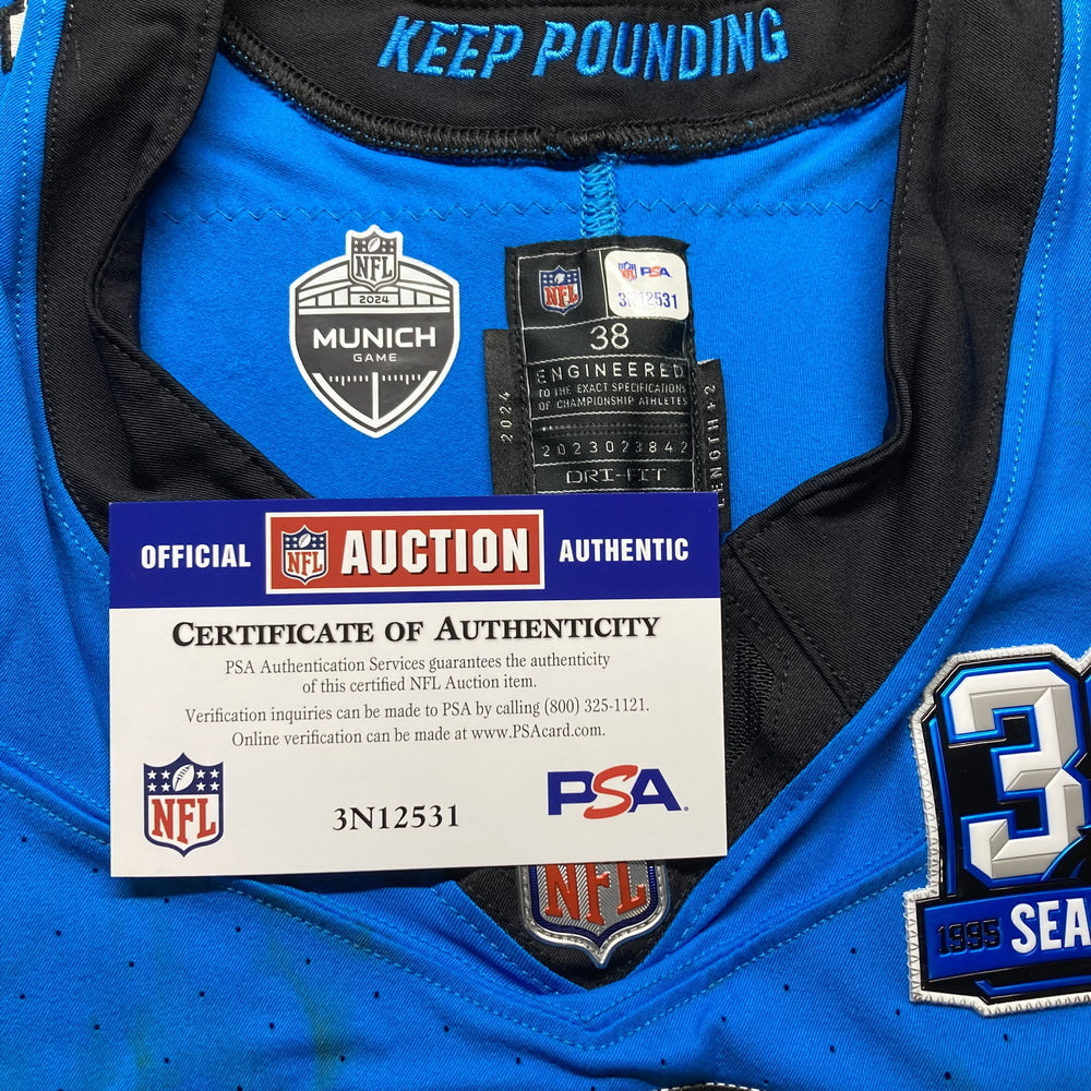 Miles Sanders GAME USED💪11/10/2024 Carolina Panthers🐆🐾Nike NFL Jersey🎽NFL Munich Game vs. New York Giants