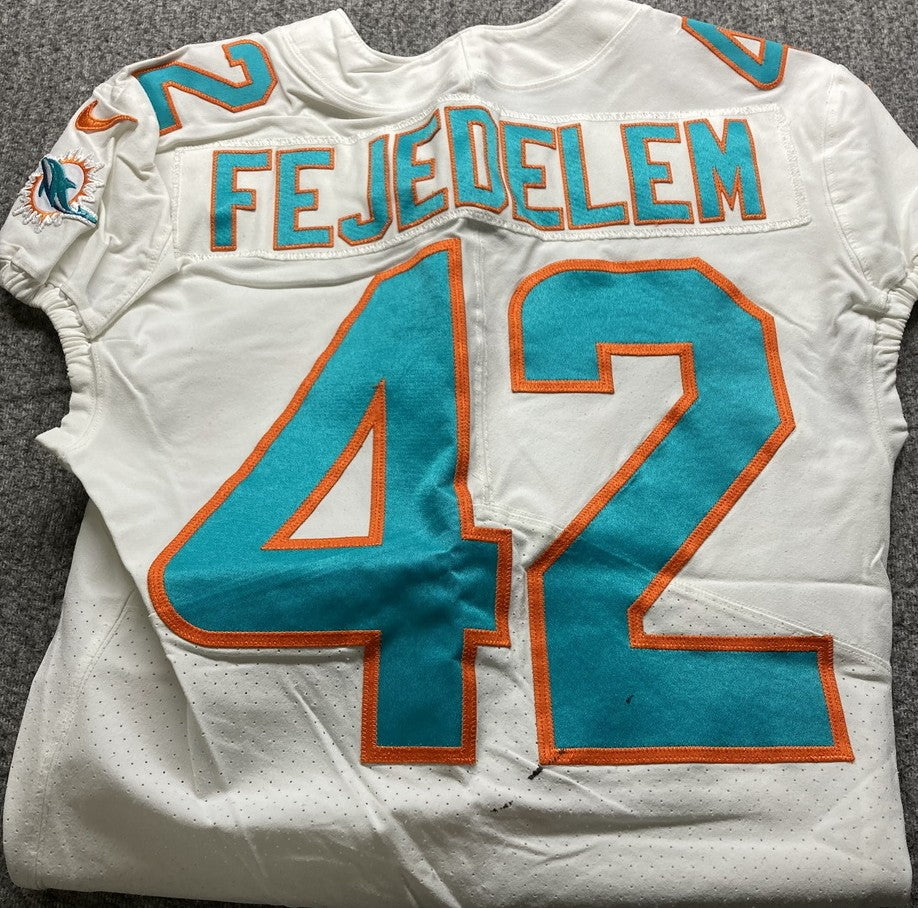 Clayton Fejedelem GAME WORN 10/17/21 PHOTO MATCHED 📸 Dolphins 🐬 NFL Nike Jersey includes PSA Authenticity
